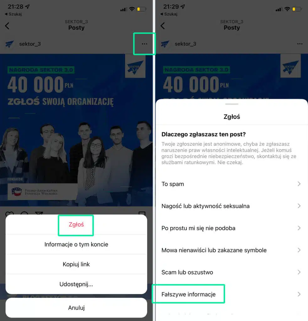 Dezinformacja na Instagramie? Zobacz, jak zgłaszać fake news