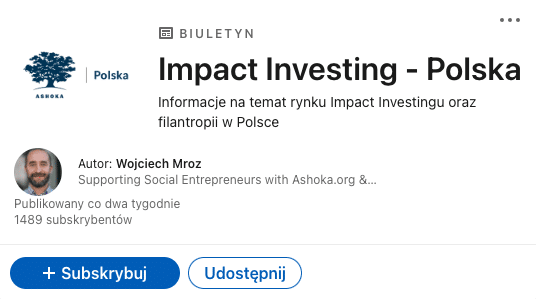 Newsletter Impact Investing Ashoka Polska LinkedIn